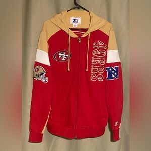 San Francisco 49ers STARTER G-III Scarlet/ Gold logo Extreme Zip Hoodie Men’s L